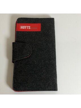 Hoyts Kiosk Gray Red Felt Travel Wallet Magnetic Closure 4.5x8.25in Closed NEW